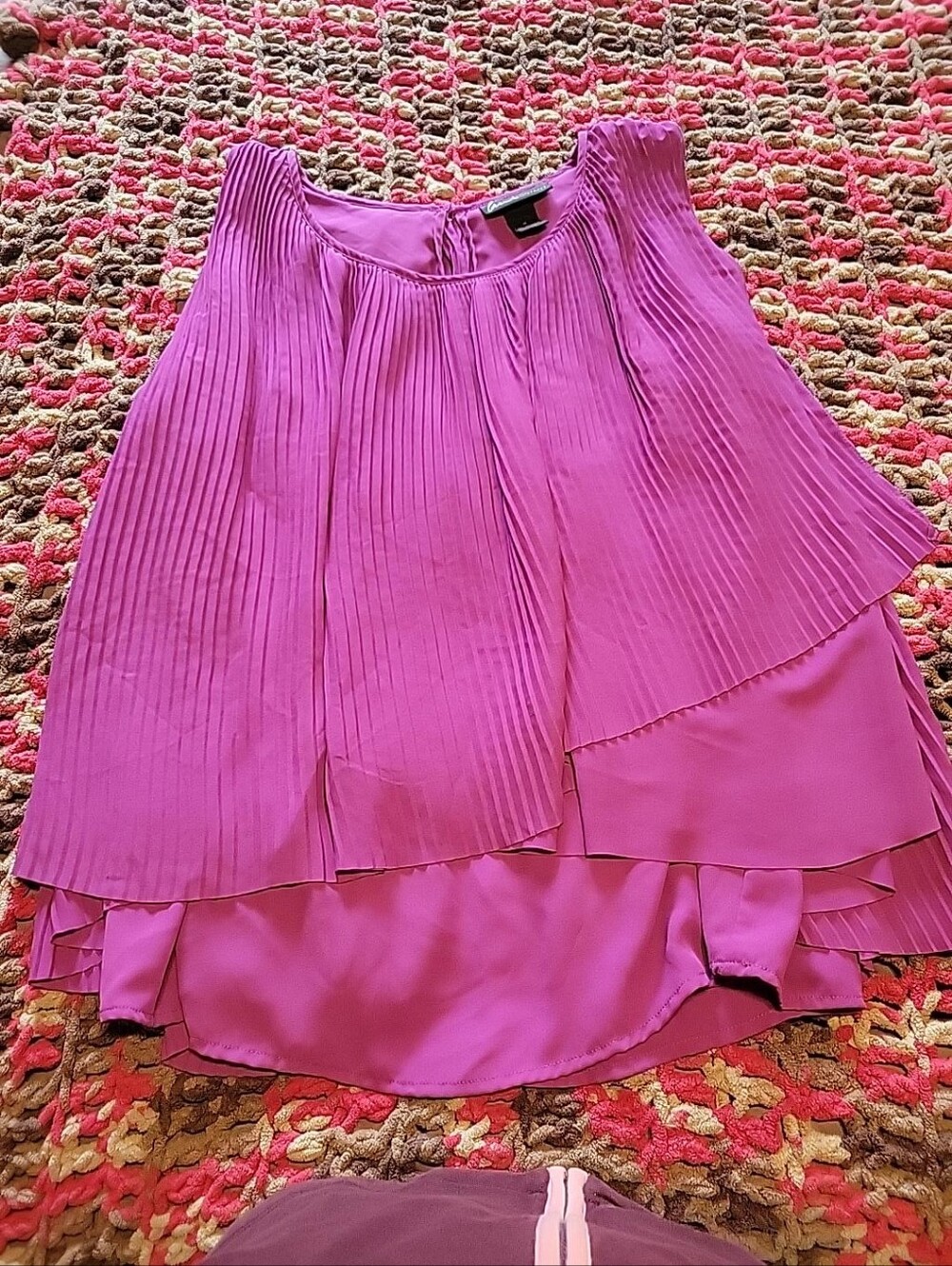 Lane Bryant Layered Pleated High-Low Skirt in Bright Magenta